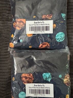 MeUndies Men’s Planet Print Boxer Briefs - Navy with Orange & Teal